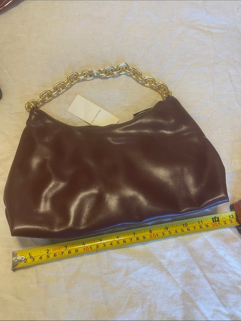 Abercrombie & Fitch Wine Shoulder Bag with Gold Chain